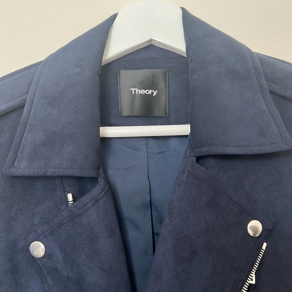 THEORY moto Jacket . Faux suede. Navy blue . - Picture 4 of 7